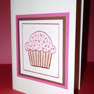 Sweet Cupcake Hand-Stitched Card Multiple Colors, Single image 3