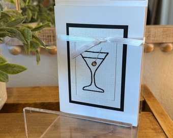 Martini Hand Stitched Cards (Pack of 5)