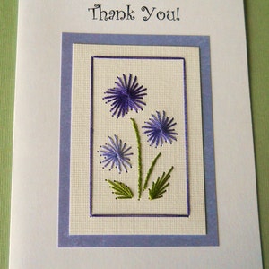 Hand Stitched Thank You Card in Lavender / five pack image 1