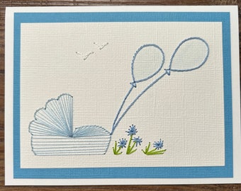 Baby Boy Hand-Stitched Card (Single)