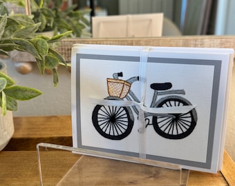 Silver Bicycle Hand-Stitched Cards (Pack of 5)