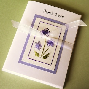 Hand Stitched Thank You Card in Lavender / five pack image 2