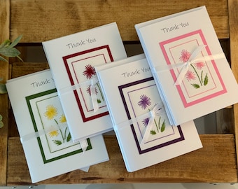 Thank You Hand-Stitched Cards (Multiple Color Options, Pack of 5)