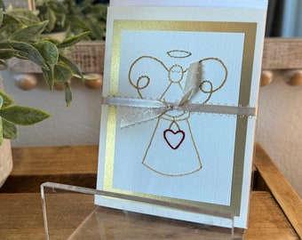 Gold Angel Hand-Stitched Card (Single)