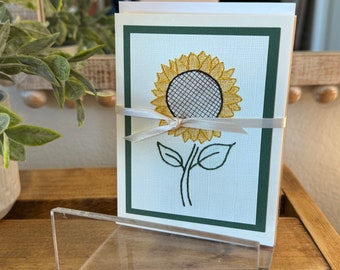 Sunflower Hand-Stitched Cards (Pack of 5)