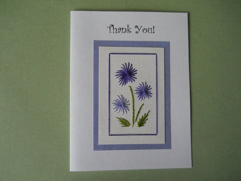 Hand Stitched Thank You Card in Lavender / five pack image 4