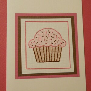 Sweet Cupcake Hand-Stitched Card Multiple Colors, Single image 4