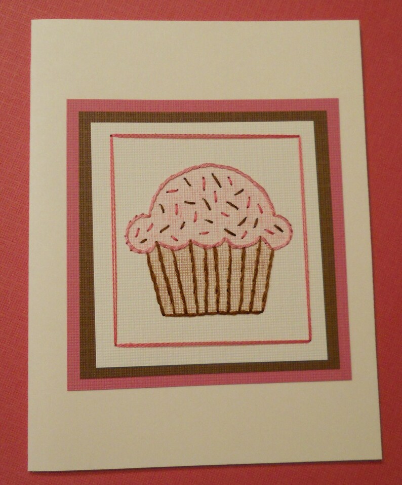 Sweet Cupcake Hand-Stitched Card Multiple Colors, Single image 4