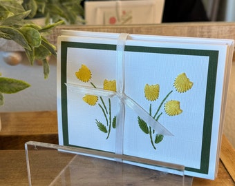 Tulips Hand-Stitched Cards (Multiple Colors, Pack of 5)