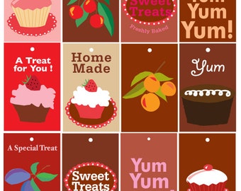 Baking Gift Tags - Cupcake, Yum, home made, yum yum yum crabapple plum,chocolate treats