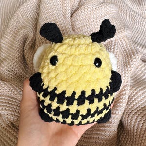 Crochet Bumble Bee Plushie - Handmade Stuffed Bee - Cute Kawaii Bee Toy - Emotional Support Bee - Soft Plush Bee Gift