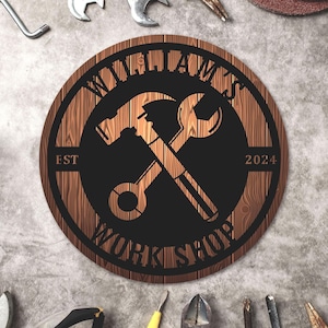 Enseigne de boutique en bois personnalisée Enseigne d&#39;atelier en bois Cadeaux homme