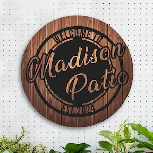 Personalized Patio Sign, Personalized Tropical Patio or Pool Sign, Custom Tropical Sign, Outdoor Patio Sign,Wedding Gift, Anniversary Gift