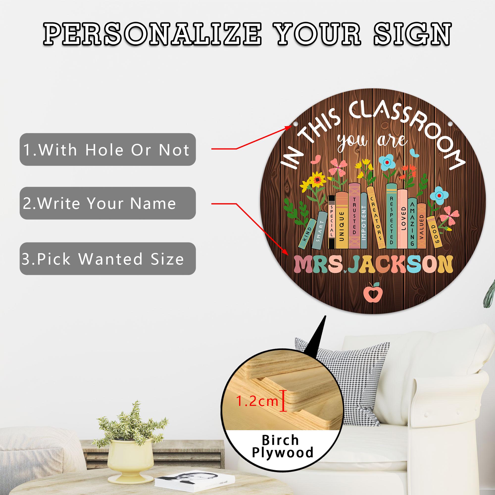 Personalized Teacher Classroom Door Hanger, Custom Name Wood Sign - Etsy