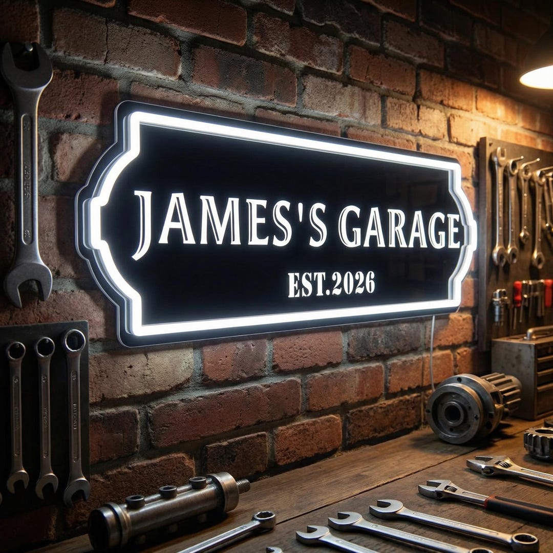 Custom LED Neon Garage Sign, Personalized Man Cave Light, Car Workshop ...