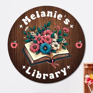 Personalized Library Wood Sign Custom Book Decor Color UV Printed Bookish Bookshelf Sign for Book Nook, Book Lover Gift, Reader Gift