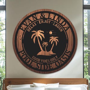 Personalized Patio Sign, Personalized Tropical Patio or Pool Sign, Custom Tropical Sign, Outdoor Patio Sign, Party Decor, Anniversary Gift