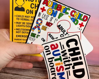 Autistic Child On Board Vinyl Decal: Awareness Car Window Sticker - autistic adult on board