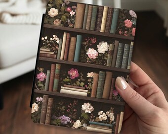 Floral Book Shelf Kindle Case with Handle Boho Flower Bookish Romance Kindle Paperwhite Colorsoft Signature Edition 11th 12th Generation