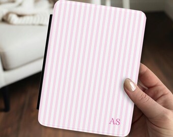 Pink Stripe Personalized Kindle Case with Handle Monogram Initials Pastel Kindle Paperwhite Colorsoft Signature Edition 11th 12th Generation