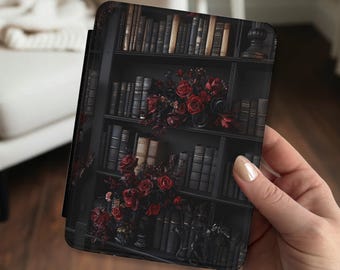 Dark Rose Book Shelf Kindle Case with Handle Goth Floral Gothic Moody Kindle Paperwhite Colorsoft Signature Edition 11th 12th Generation