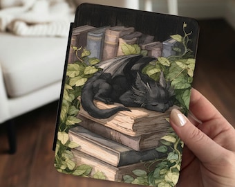Fantasy Dragon Kindle Case with Handle Black Dragon Romantasy Reader Book Kindle Paperwhite Colorsoft Signature Edition 11th 12th Generation