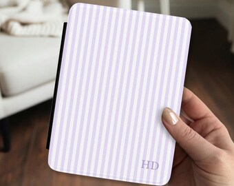 Purple Striped Personalized Kindle Case Handle Monogram Initials Pastel Kindle Paperwhite Colorsoft Signature Edition 11th 12th Generation