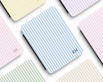 Striped Personalized Kindle Case with Handle Monogram Initials Pastel Kindle Paperwhite Colorsoft Signature Edition 11th 12th Generation