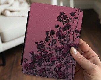 Goth Floral Kindle Case with Handle Dark Academia Fantasy Rose Flower Kindle Paperwhite Colorsoft Signature Edition 11th 12th Generation