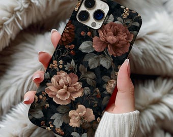 Dark Fall Flower Phone Case Goth Floral Autumn Browns iPhone 17 16 18 14 13 Air Pro Max Plus Samsung Galaxy S26 S25 Ultra Google Pixel 10 9
