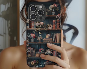 Floral Book Phone Case Dark Academia Goth Vintage iPhone 17 16 15 14 13 12 Air Pro Max Plus Samsung Galaxy S26 S25 Ultra Google Pixel 10 9 7