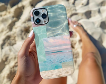 Beach Collage Phone Case Ocean Mermaid Core Beachy Summer iPhone 17 16 15 14 13 Air Pro Max Plus Samsung Galaxy S26 24 Ultra Google Pixel 10