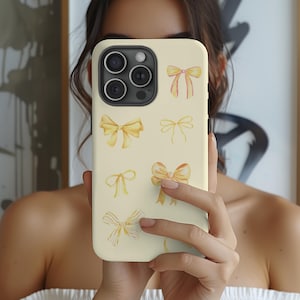 Buttergelb kokett Schleife Handyhülle Girly Cute iPhone 16 15 14 13 12 11 Pro Max Plus X Samsung Galaxy S25 S24 S23 Ultra Google Pixel 9 8 7