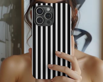 Black and White Striped Phone Case Neutral Stripe iPhone 17 16 15 14 13 12 11 Air Pro Max Plus Samsung Galaxy S26 S25 Ultra Google Pixel 9 9