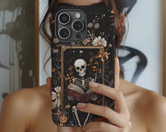 Tarot Reader Phone Case Dark Academia Skeleton Floral iPhone 17 16 18 14 13 Air Pro Max Plus Samsung Galaxy S26 S25 Ultra Google Pixel 10 9