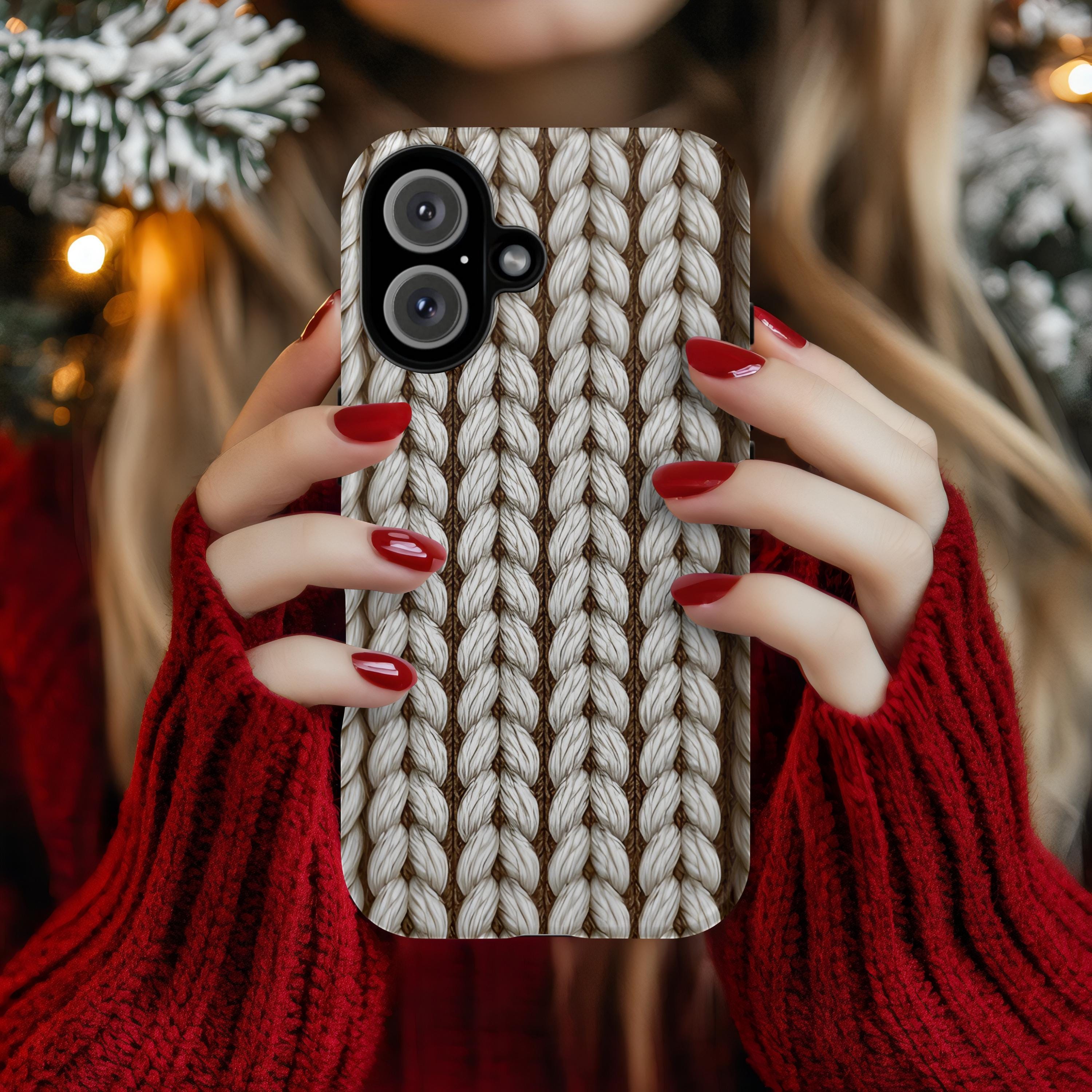 Winter Cable Knit Phone Case Sweater Pattern Neutral iPhone 17 16 15 14 13 12 Air Pro Max Plus Samsung Galaxy S26 S25 Ultra Google Pixel 9 9