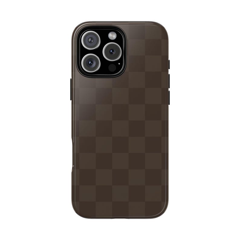 Chocolate Brown Checkered Phone Case Neutral Designer iPhone 17 16 15 14 13 12 11 Air Pro Max Plus Samsung Galaxy S26 Ultra Google Pixel 9 9 image 6
