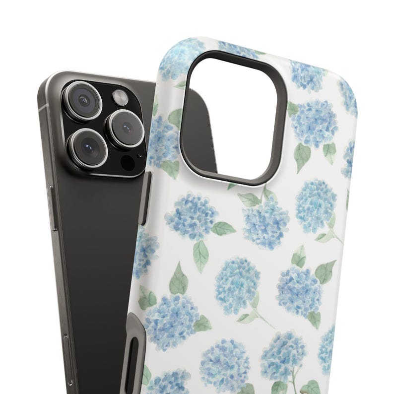 MagSafe Compatible Blue Hydrangea Flower Phone Case Coastal Preppy Floral Cute iPhone 17 Air Pro Max Plus Case iPhone 16 15 14 13 Pro Max image 8