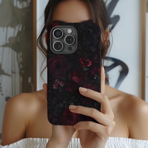 Dark Rose Flower Phone Case Goth Floral Gothic Moody iPhone 17 16 15 14 13 12 Air Pro Max Plus Samsung Galaxy S26 S25 Ultra Google Pixel 9 9