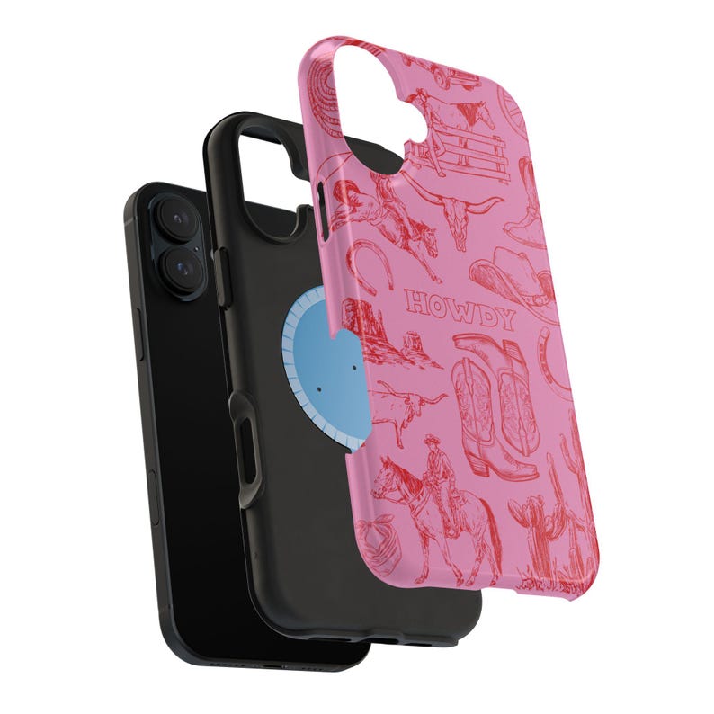 MagSafe Compatible Western Phone Case Howdy Country Cowboy Boots Rodeo Pink Red iPhone 17 Air Pro Max Plus Case iPhone 16 15 14 13 Pro Max image 7