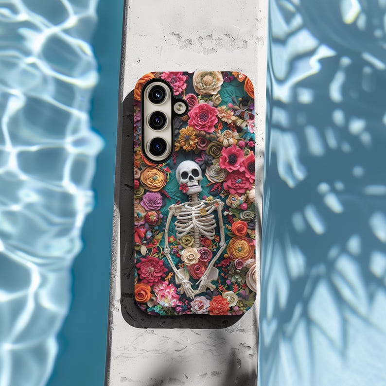 Cute Skeleton Floral Phone Case Halloween Day of the Dead iPhone 17 16 ...