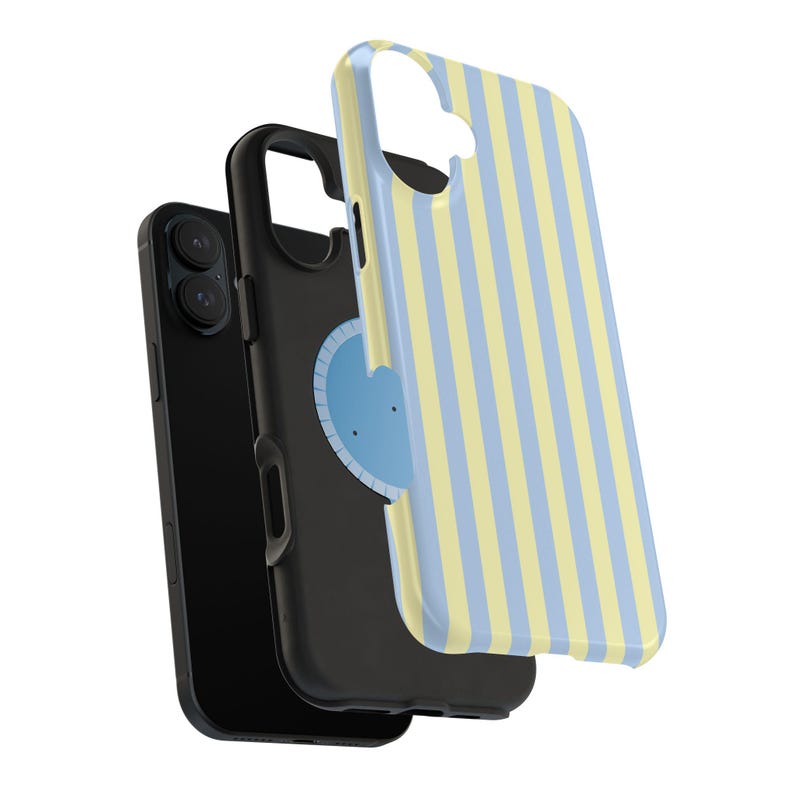 MagSafe Compatible Butter Yellow Blue Striped Phone Case Summer Spring Stripes iPhone 17 Air Pro Max Plus Case iPhone 16 15 14 Pro Max Plus afbeelding 8