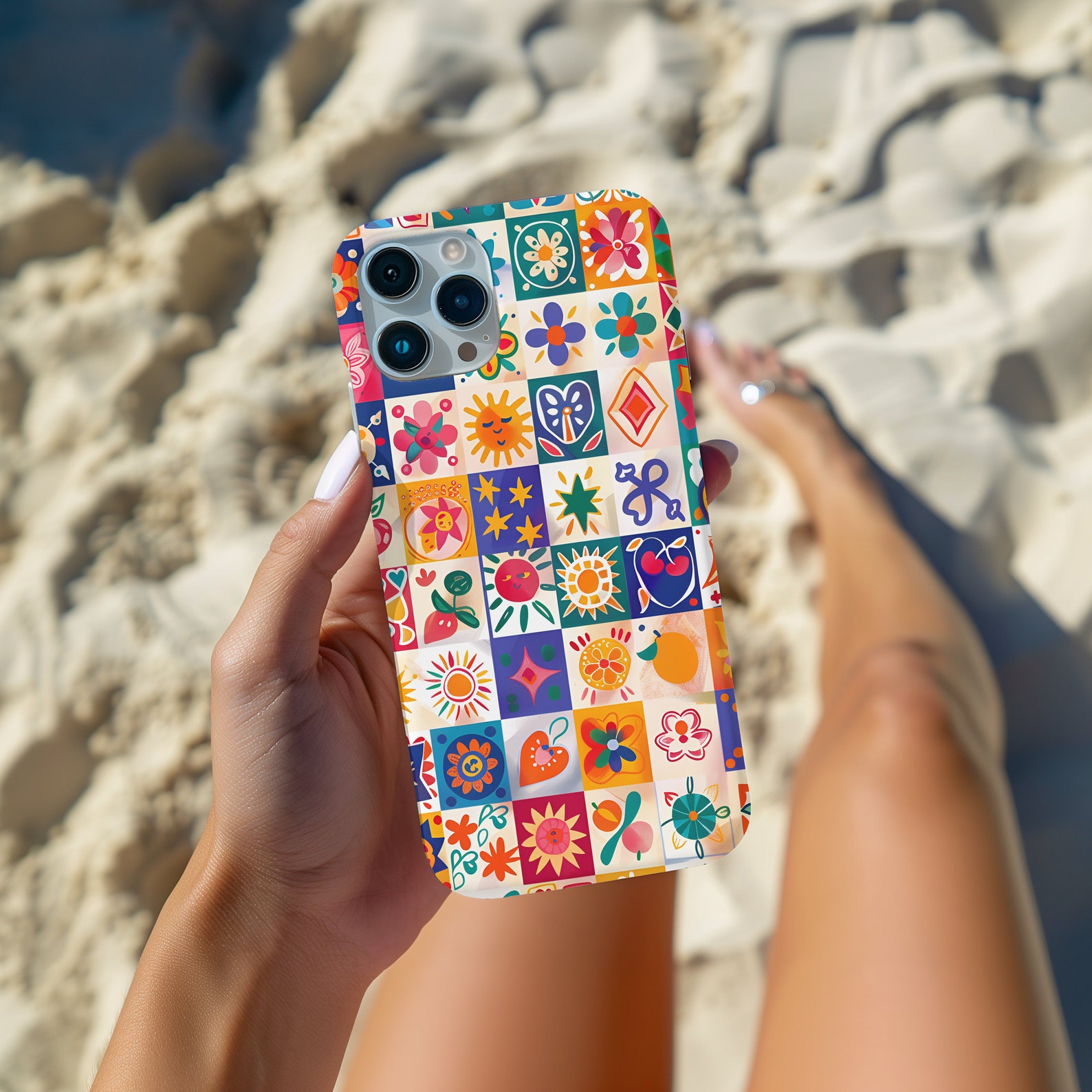Mosaic Phone Case European Summer Colorful Collage iPhone 16 15 14 13