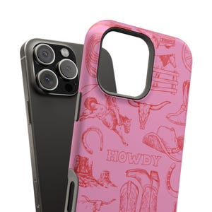 MagSafe Compatible Western Phone Case Howdy Country Cowboy Boots Rodeo Pink Red iPhone 17 Air Pro Max Plus Case iPhone 16 15 14 13 Pro Max image 8