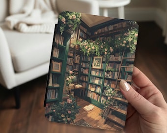 Cozy Book Shelf Kindle Case with Handle Cute Floral Bookish Fantasy Kindle Paperwhite Colorsoft Signature Edition 11th 12th Generation