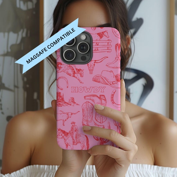 MagSafe Compatible Western Phone Case Howdy Country Cowboy Boots Rodeo Pink Red iPhone 17 Air Pro Max Plus Case iPhone 16 15 14 13 Pro Max