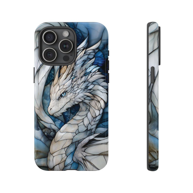 Dragon Stained Glass Phone Case Mosaic Fantasy Blue iPhone 17 16 15 14 13 12 Air Pro Max Plus Samsung Galaxy S26 S25 Ultra Google Pixel 10 9 image 6