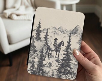 Western Cowgirl Kindle Case with Handle Country Scene Horse Mountains Kindle Paperwhite Colorsoft Signature Edition 11th 12th Generation
