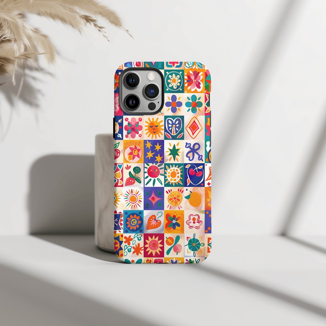 Mosaic Phone Case European Summer Colorful Collage iPhone 16 15 14 13