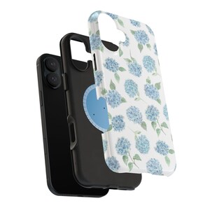 MagSafe Compatible Blue Hydrangea Flower Phone Case Coastal Preppy Floral Cute iPhone 17 Air Pro Max Plus Case iPhone 16 15 14 13 Pro Max image 9